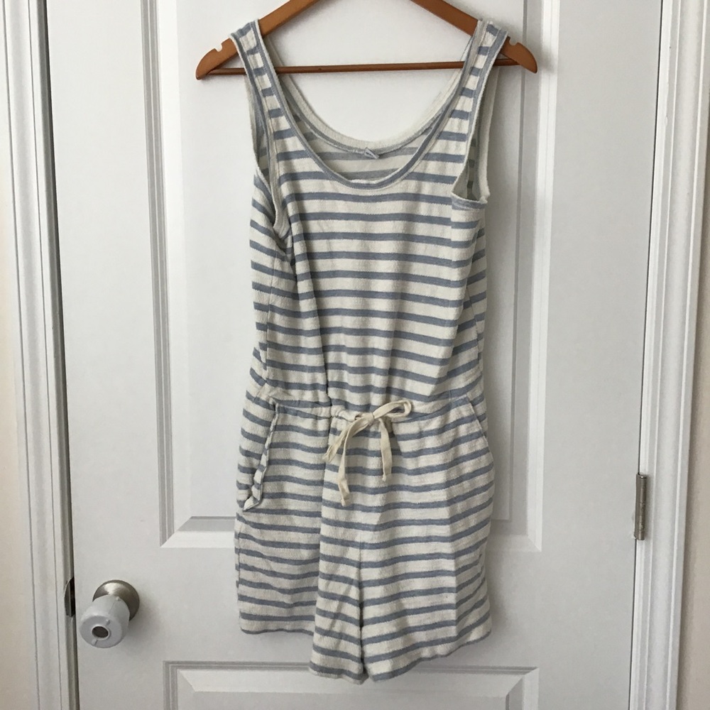 Old Navy Striped Romper Sleeveless Tie Waist Terry Cloth ish Material